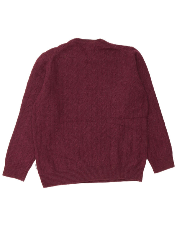 Suéter feminino Barbour com gola redonda, Reino Unido 14, grande lã cor de vinho