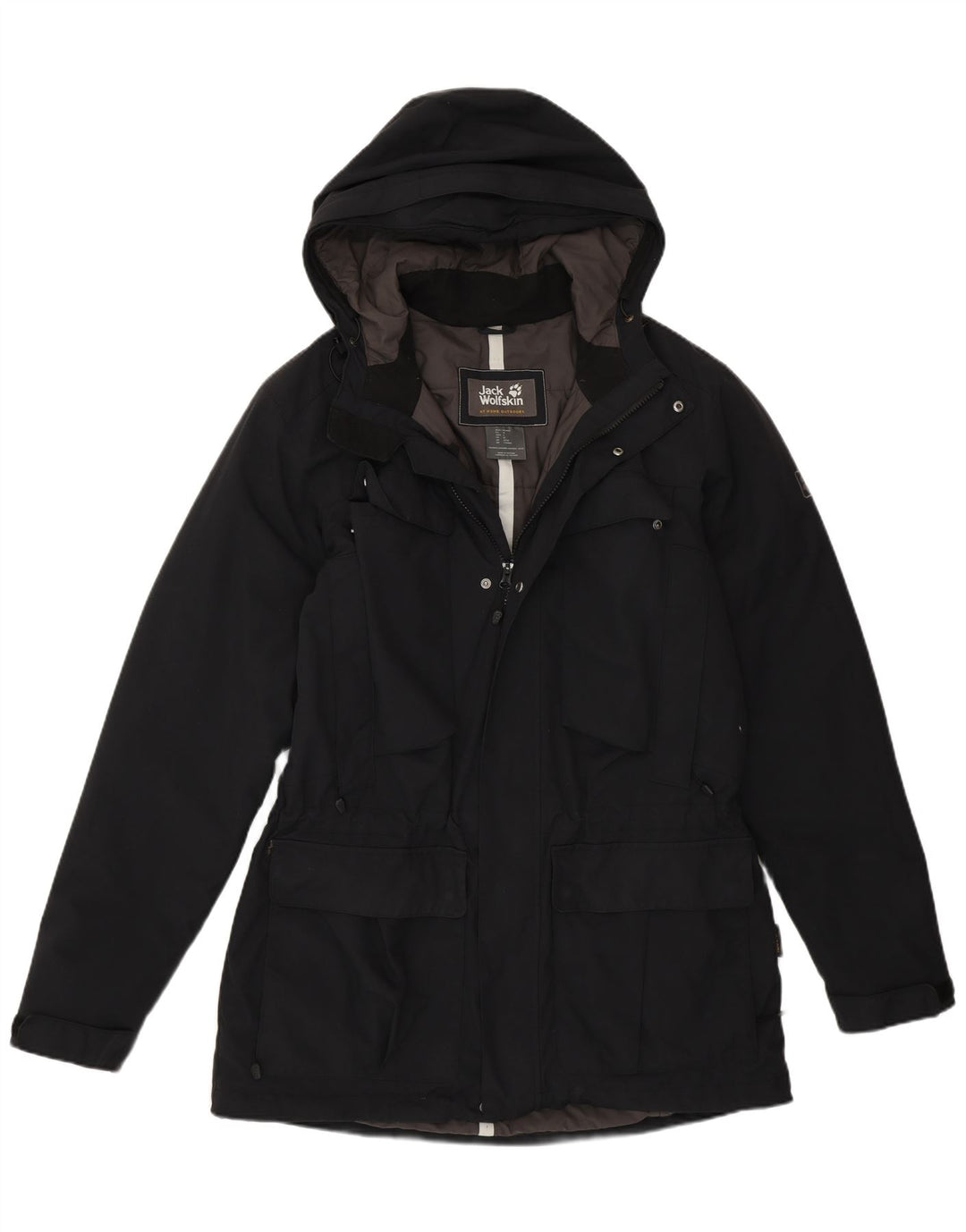 Casaco corta-vento masculino Jack Wolfskin com capuz Reino Unido 36/38 médio preto poliamida