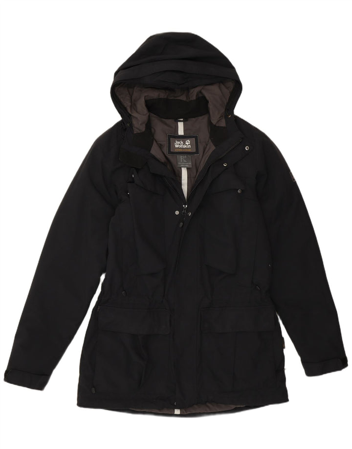 Casaco corta-vento masculino Jack Wolfskin com capuz Reino Unido 36/38 médio preto poliamida