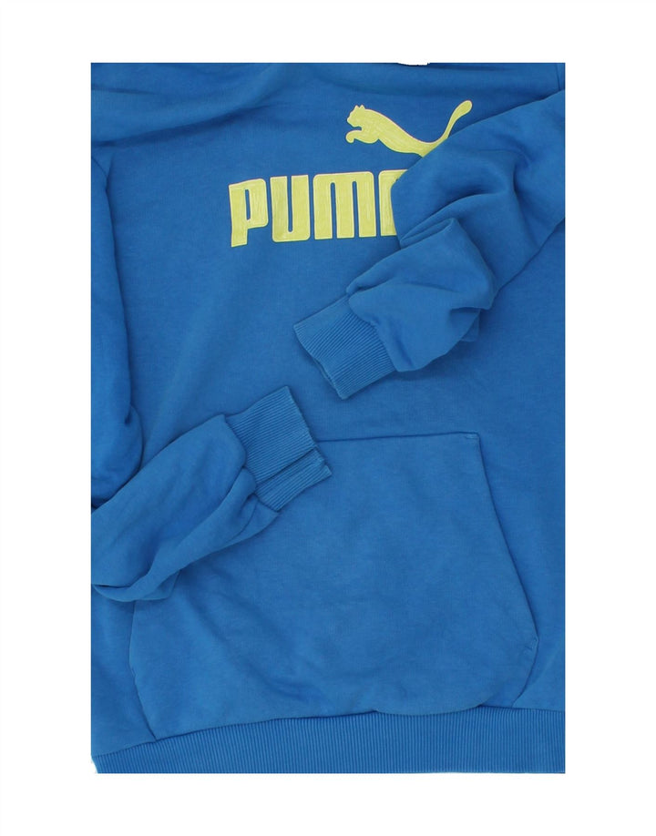 PUMA Boys Graphic Hoodie Jumper 13-14 Years Blue Cotton Vintage Puma and Second-Hand Puma from Messina Hembry 