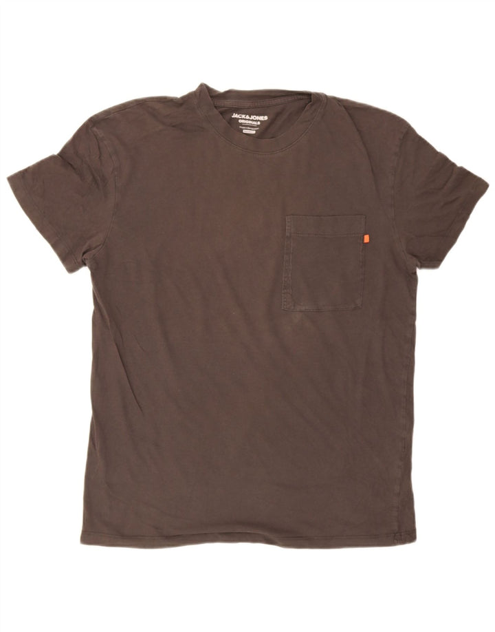 Camiseta masculina Jack & Jones com ajuste relaxado, algodão cinza médio