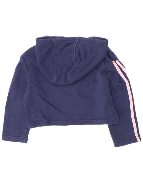 Suéter Adidas feminino Crop Graphic com capuz 5-6 anos azul marinho algodão