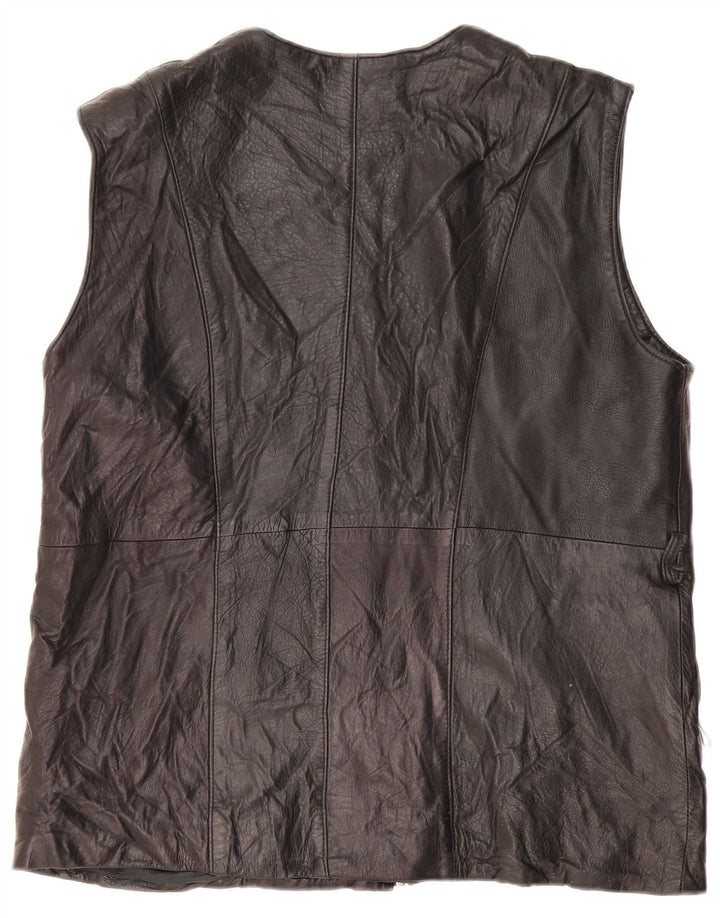 Colete de couro feminino VINTAGE UK 16 grande preto