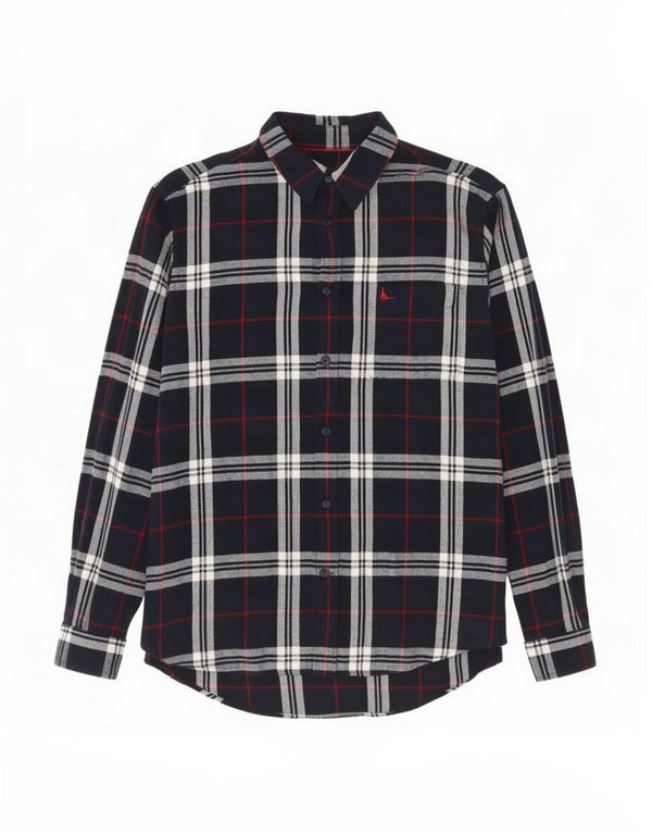 Camisa masculina de flanela Jack Wills grande algodão xadrez azul marinho