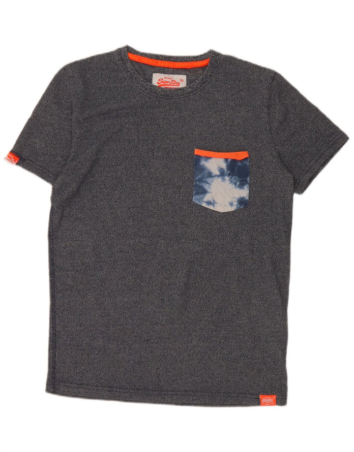Camiseta masculina Superdry Top pequeno algodão tie-dye cinza