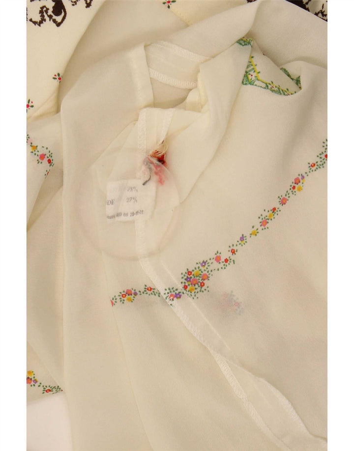 Blusa feminina vintage transparente IT 44 médio off white floral