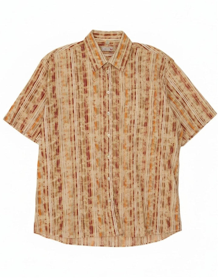 Camisa masculina de manga curta PAUL SMITH 2XL listrada bege