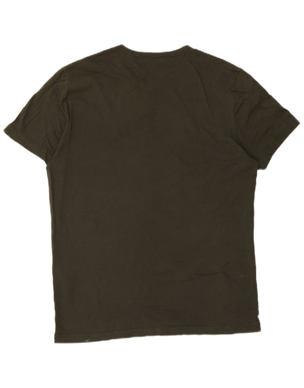 Camiseta masculina Reiss Top médio de algodão cáqui