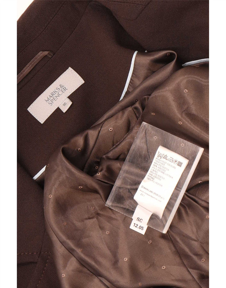 Jaqueta blazer feminina de 2 botões Marks & Spencer Reino Unido 16 grande poliéster marrom