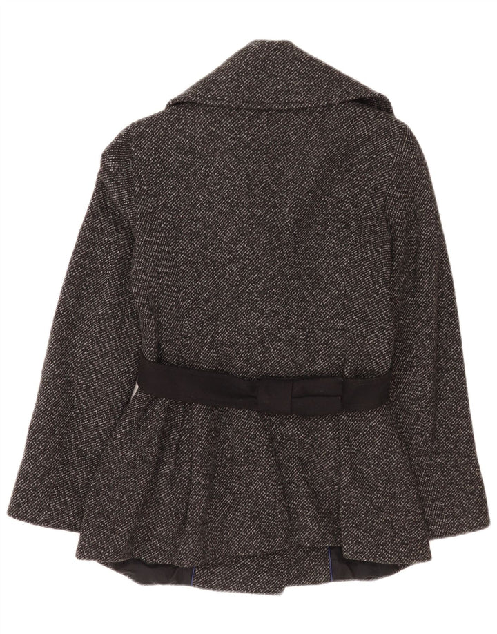 Casaco feminino com peito duplo Max & Co. Reino Unido 8 lã manchada cinza pequena