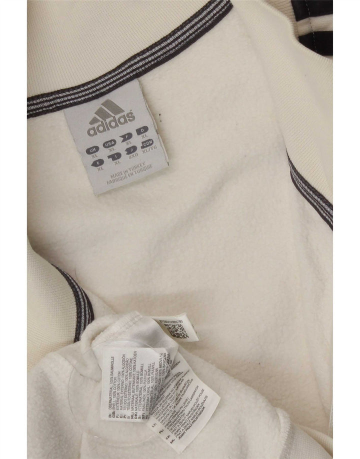 Adidas Mens Tracksuit Top Jacket XL Off White Algodão