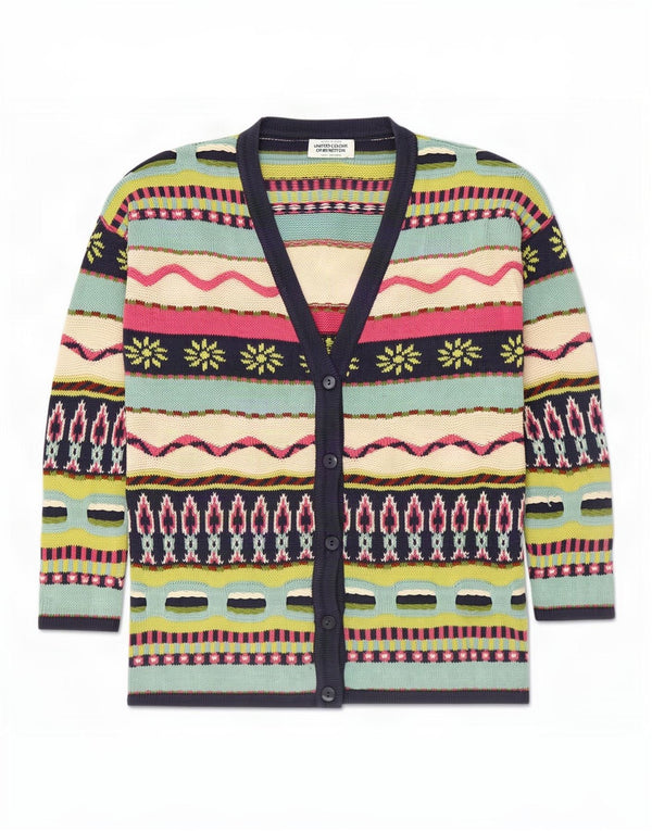 Suéter cardigã feminino Benetton UK 14 médio multicolorido novidade