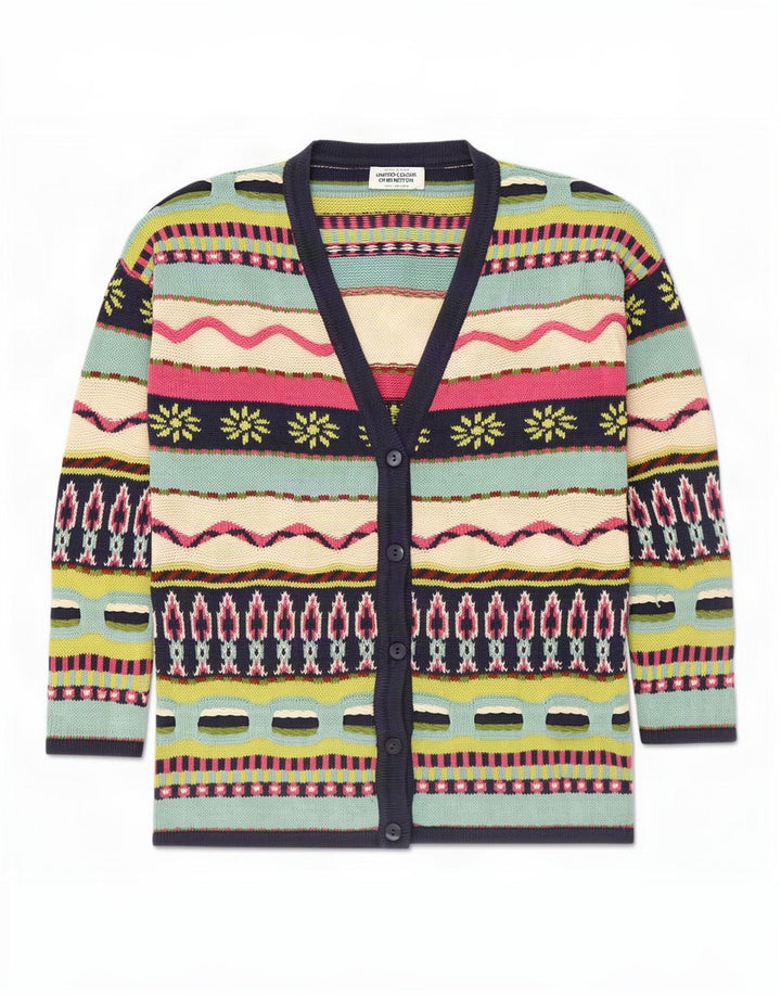 Suéter cardigã feminino Benetton UK 14 médio multicolorido novidade