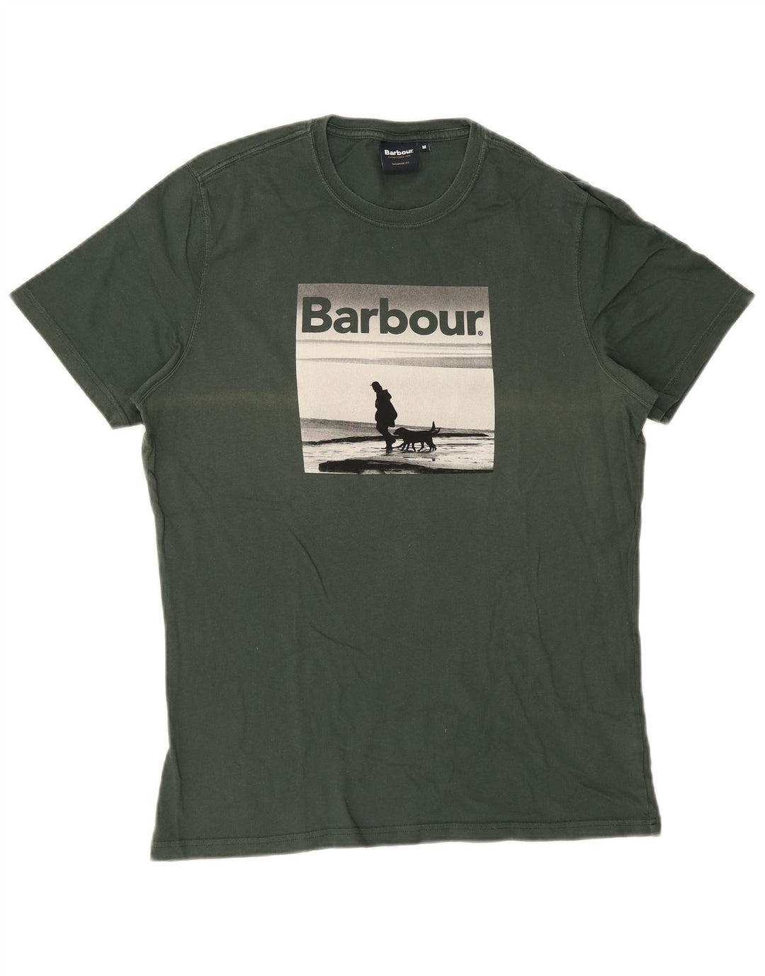 Camiseta masculina Barbour Tailored Fit com estampa gráfica de algodão verde médio