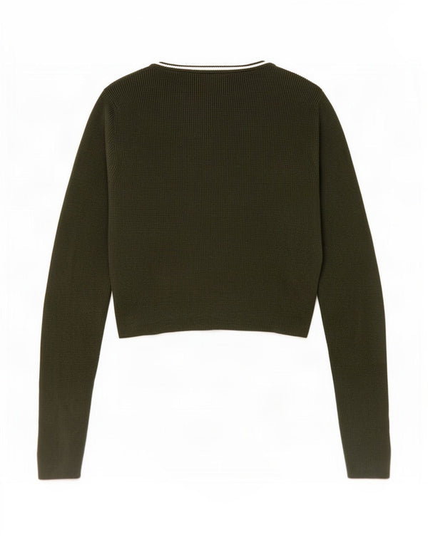 Suéter feminino Jack Wills com gola redonda e viscose verde médio Reino Unido 14