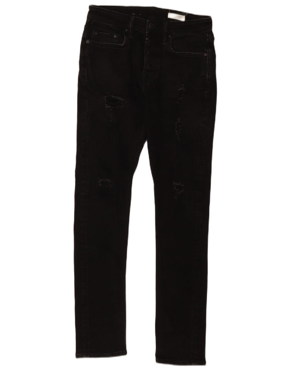 All Saints Mens Cigarette Distressed Jeans Skinny W28 L30 Algodão Preto