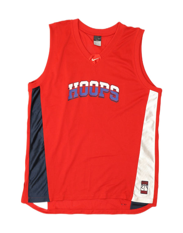 Colete gráfico masculino NIKE Dri Fit Top UK 42/44 grande bloco colorido vermelho