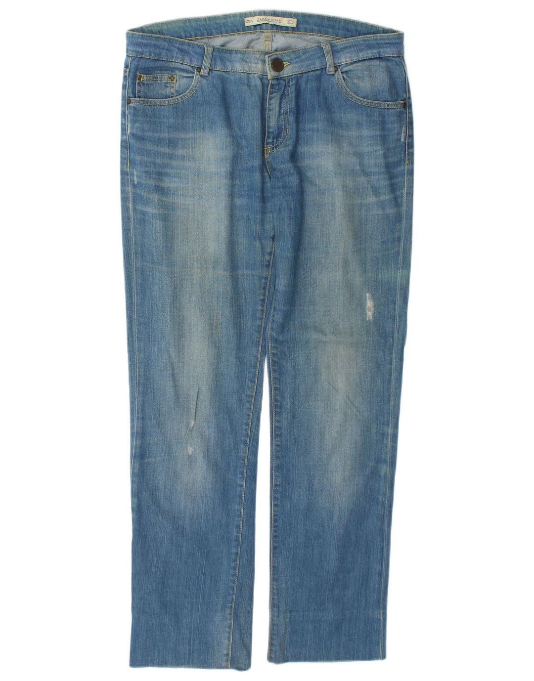 Calça jeans reta feminina Zara EU 40 médio W30 L29 algodão azul