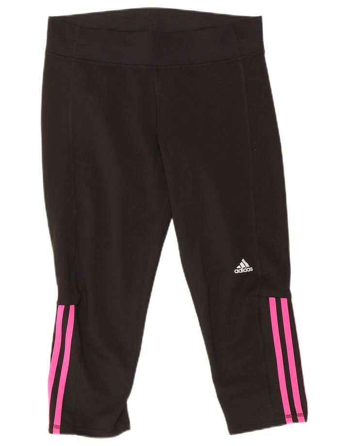 Adidas Womens Capri Leggings UK 12/14 Médio Preto Poliéster