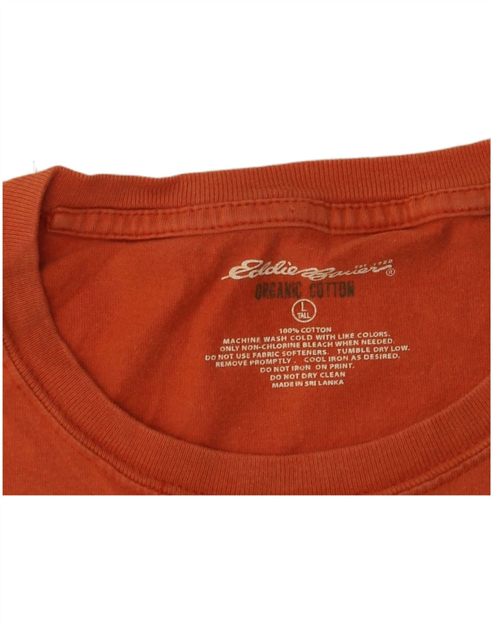 Camiseta masculina alta com estampa Eddie Bauer, grande algodão laranja