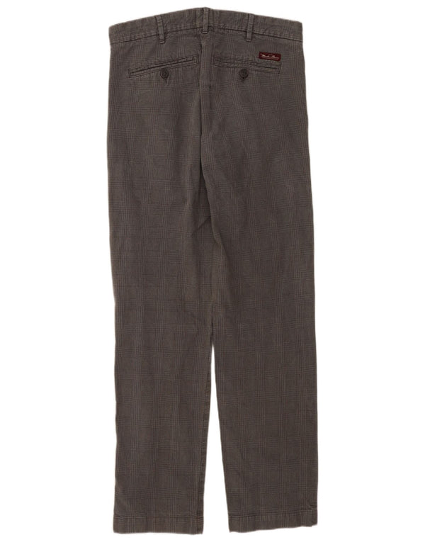 Calça chino masculina Marlboro Classics W36 L34 cinza xadrez algodão