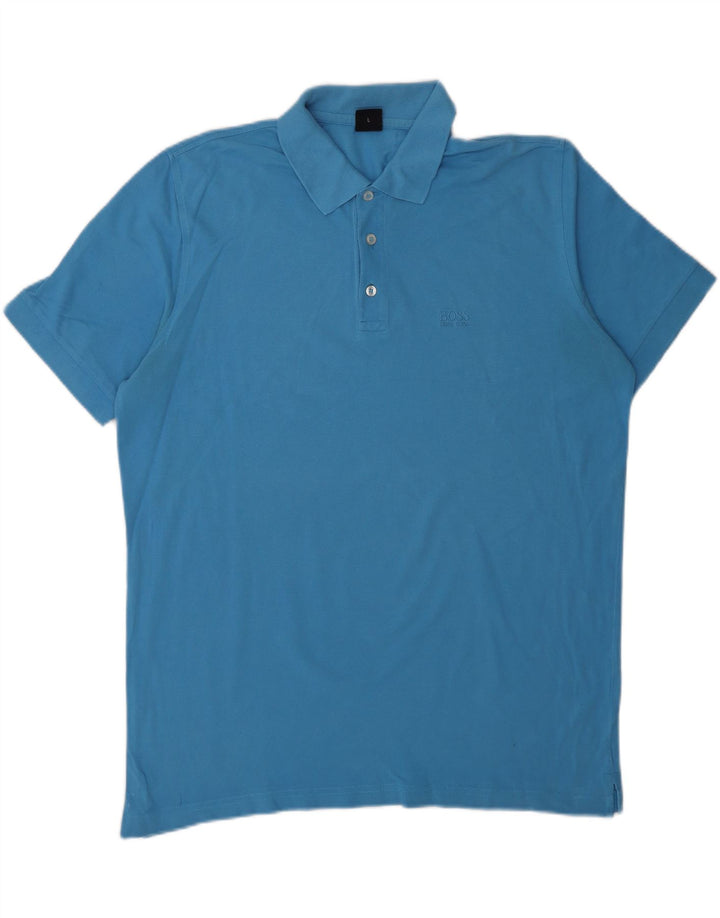 Camisa polo masculina HUGO BOSS grande algodão azul