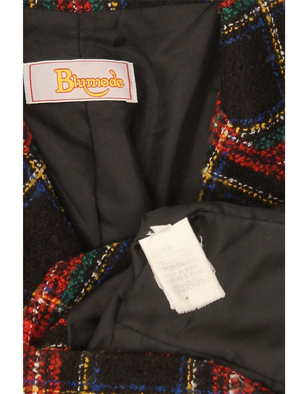 Jaqueta blazer feminina Blumode com 3 botões Reino Unido 8 pequena lã xadrez preta