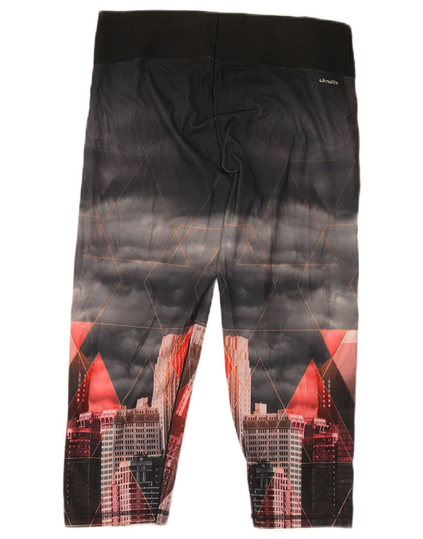 Adidas Womens Climalite Graphic Leggings UK 12/14 Médio Preto Geométrico