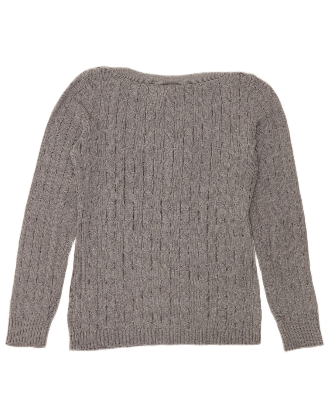 Suéter feminino com gola canoa RALPH LAUREN Reino Unido 14 algodão cinza médio