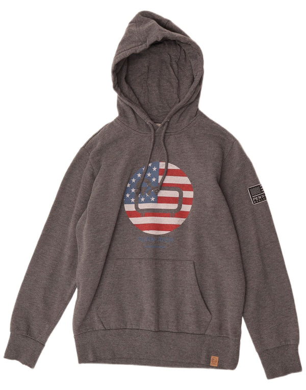 Woolrich feminino Penn-Rich gráfico moletom com capuz grande algodão cinza