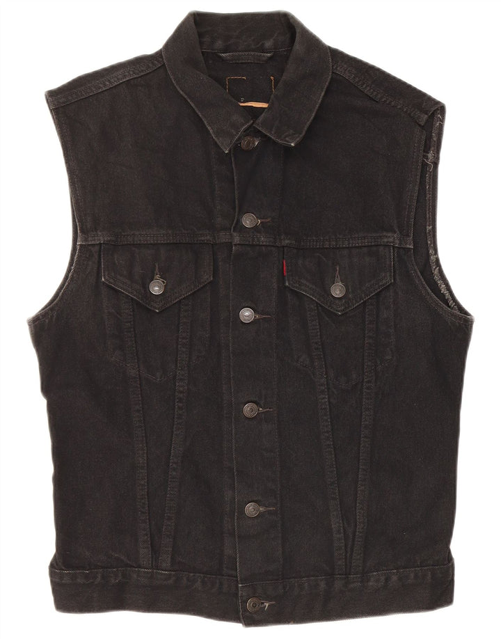 Colete jeans masculino Levi's UK 38 algodão preto médio
