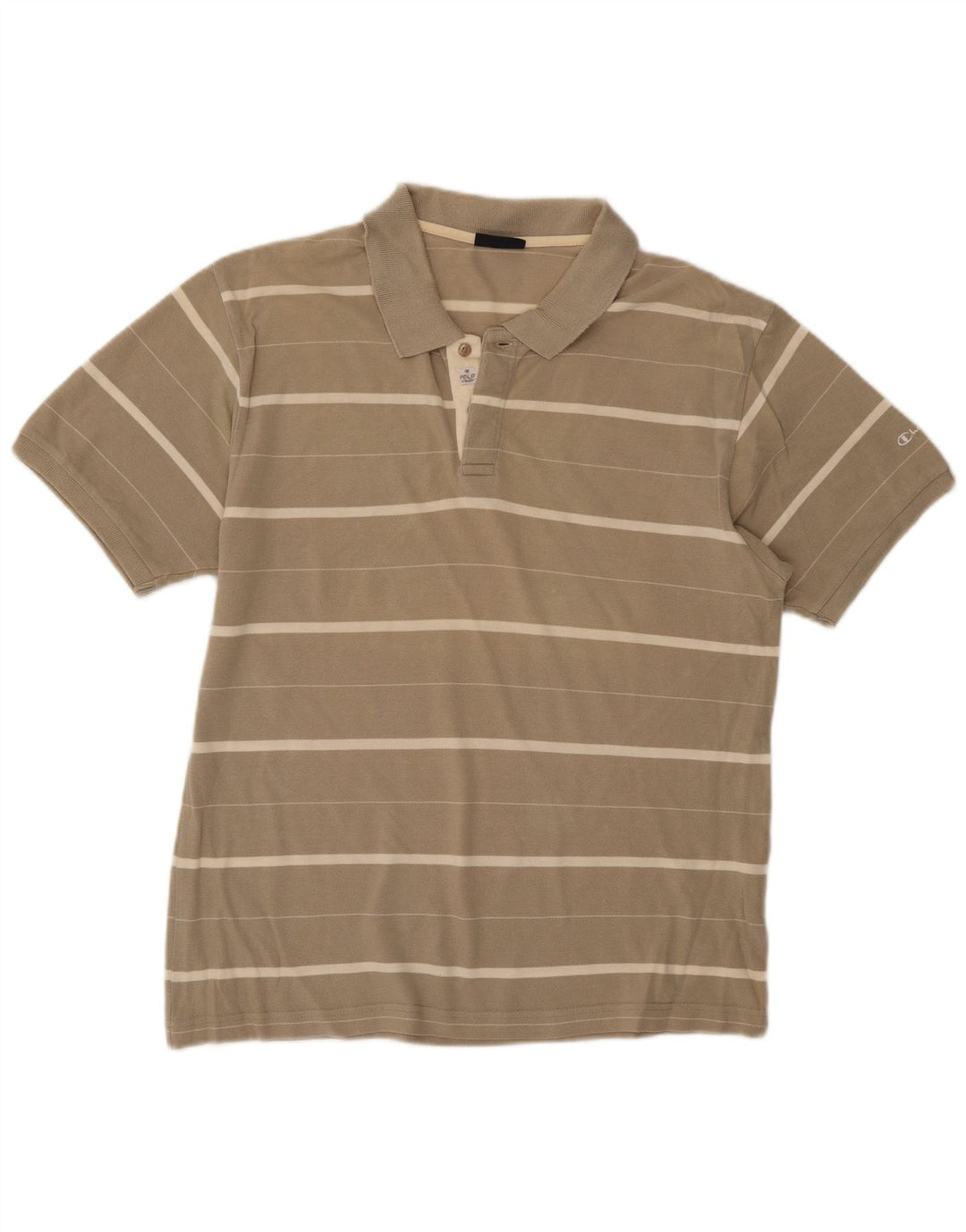 Camisa polo masculina Champion médio bege listrado algodão