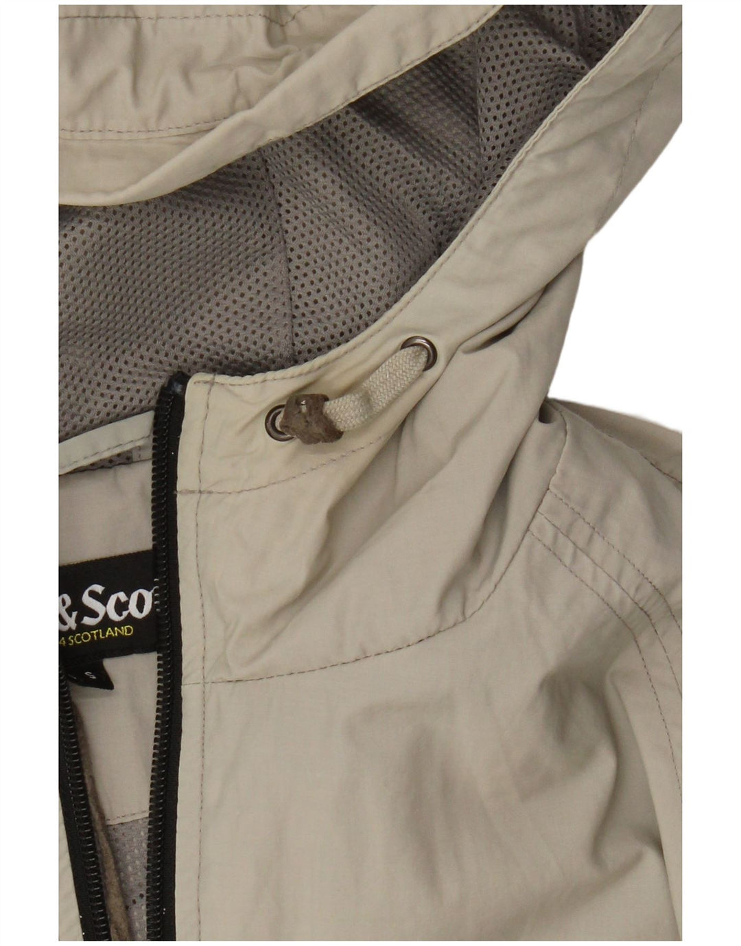 Jaqueta de chuva masculina Lyle & Scott com capuz UK 36 nylon bege pequeno