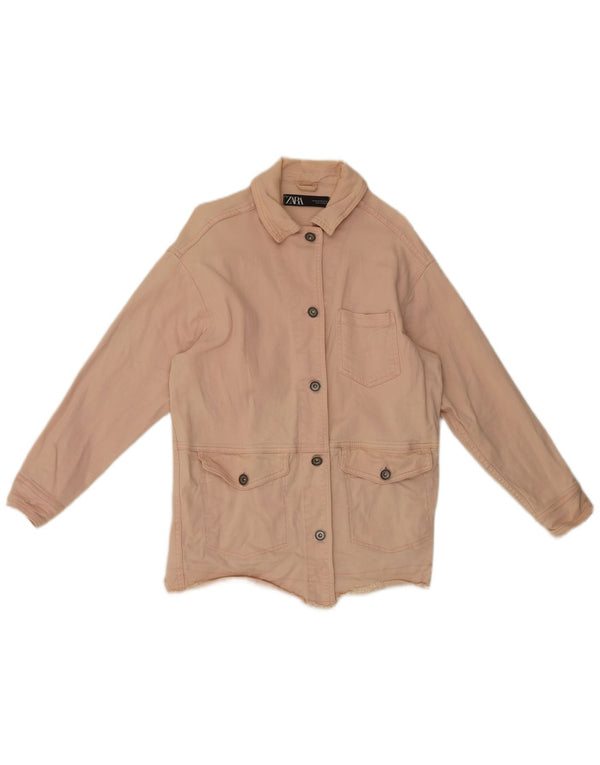 Jaqueta jeans oversized feminina Zara Reino Unido 6 XS algodão rosa