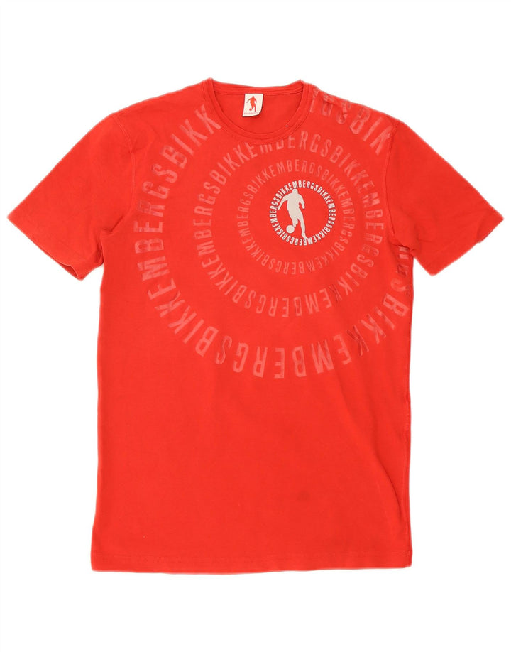 Camiseta gráfica masculina Bikkembergs top pequeno algodão vermelho