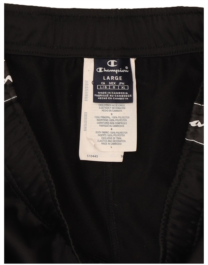 CHAMPION Calça esportiva masculina gráfica joggers grande poliéster preto