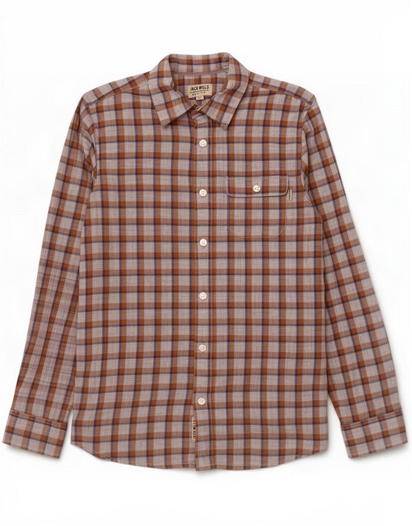 Camisa masculina Jack Wills 2XS algodão xadrez marrom