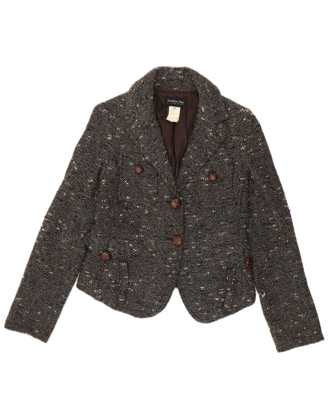 Jaqueta blazer feminina Patrizia Pepe crop 2 botões IT 44 cinza médio manchado