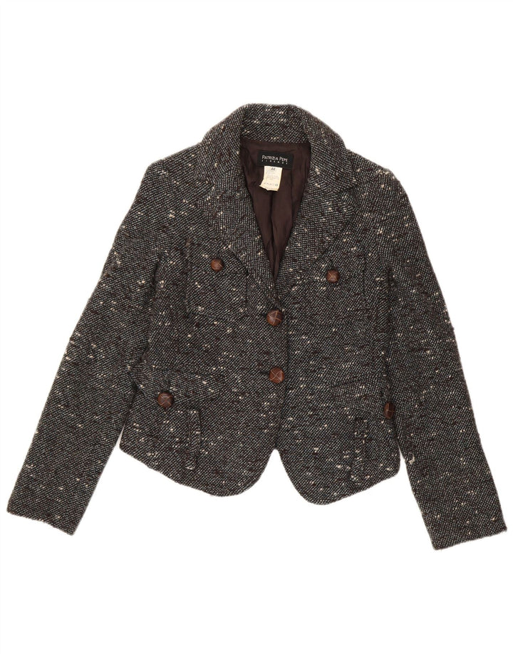 Jaqueta blazer feminina Patrizia Pepe crop 2 botões IT 44 cinza médio manchado