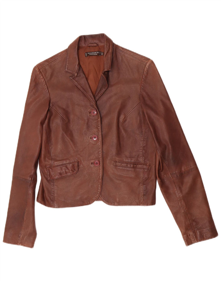 Jaqueta blazer feminina de couro com 3 botões da Mason IT 42 marrom médio