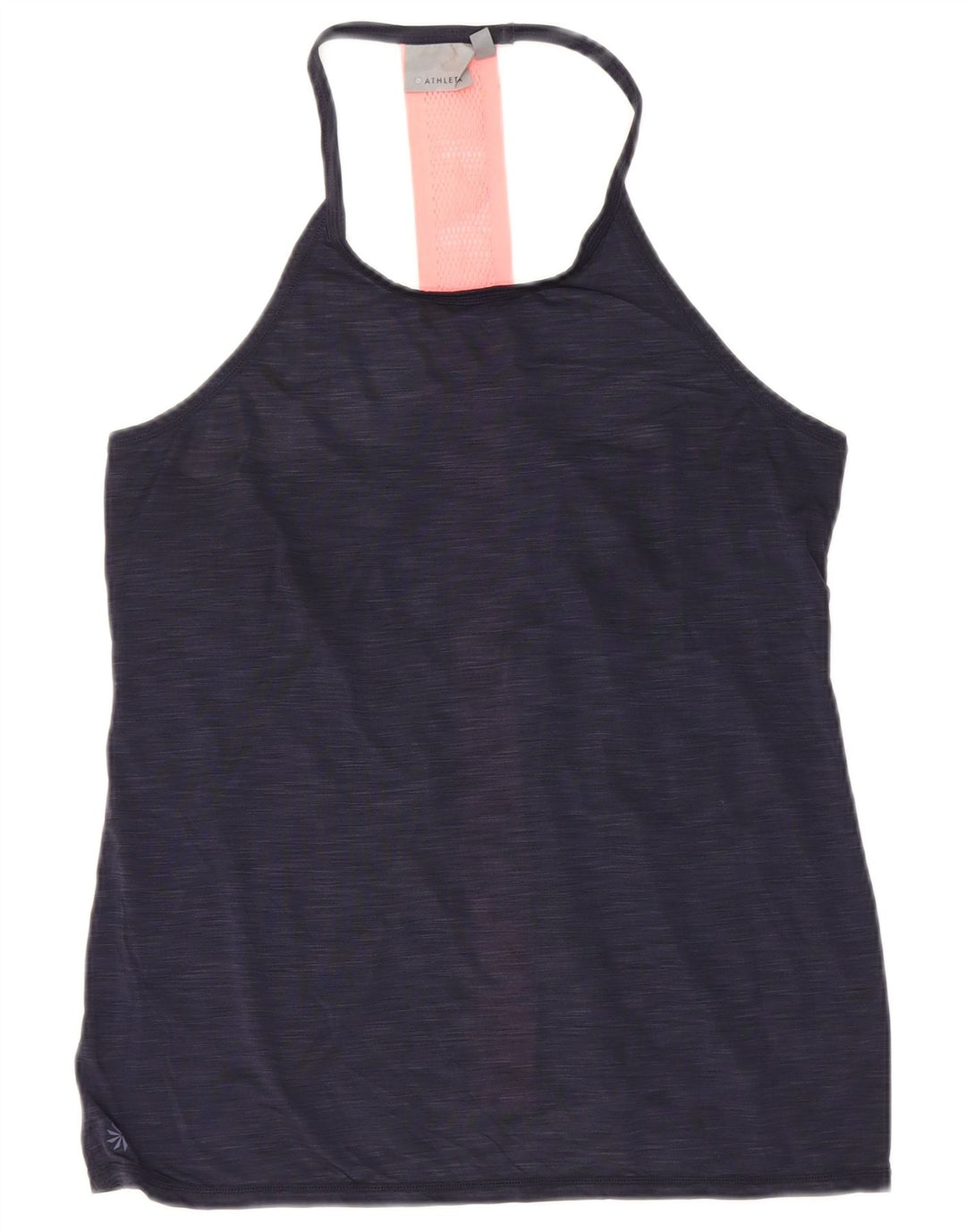 Colete feminino Athleta UK 12 poliéster manchado azul marinho médio