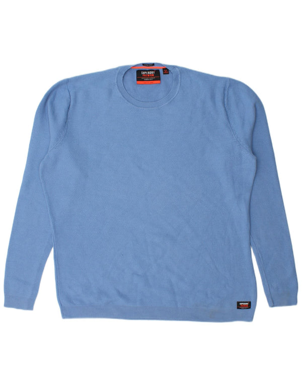 Suéter masculino Superdry com gola redonda 2XL algodão azul