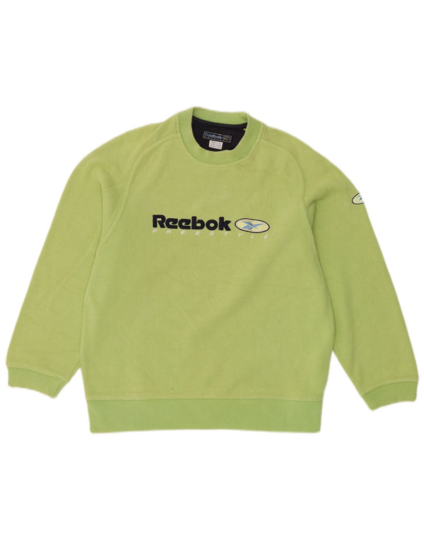 Reebok Meninos Graphic Sweatshirt Jumper 12-13 Anos Verde Algodão