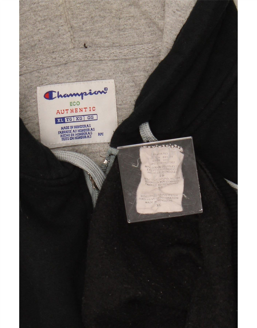 CHAMPION Mens Zip Hoodie Sweater XL Black Cotton Vintage Champion and Second-Hand Champion from Messina Hembry 