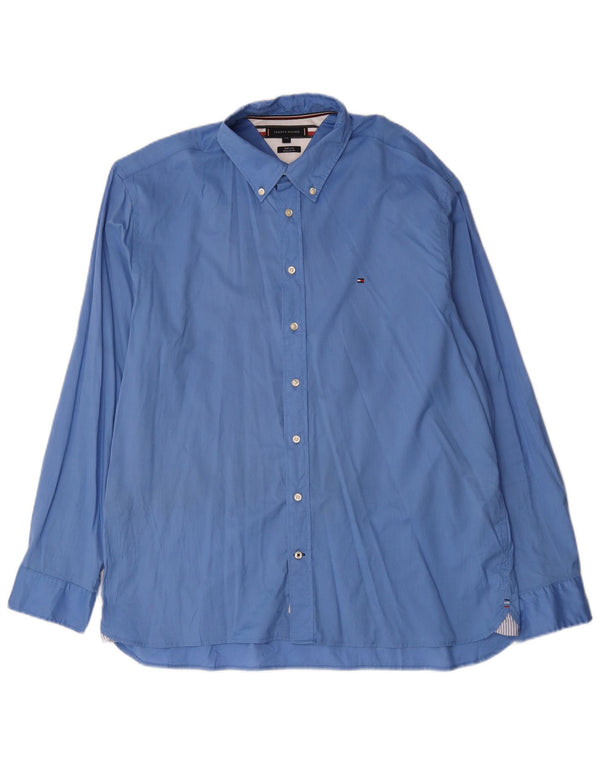 Tommy Hilfiger Camisa masculina regular fit 2XL algodão azul