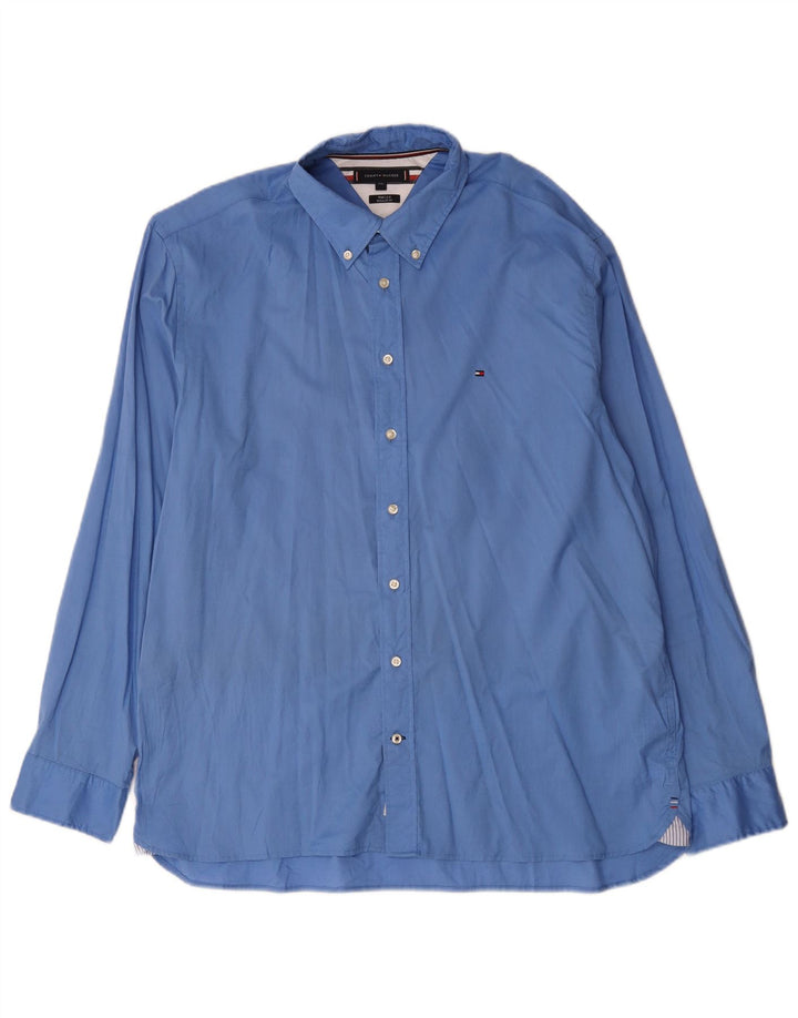 Tommy Hilfiger Camisa masculina regular fit 2XL algodão azul
