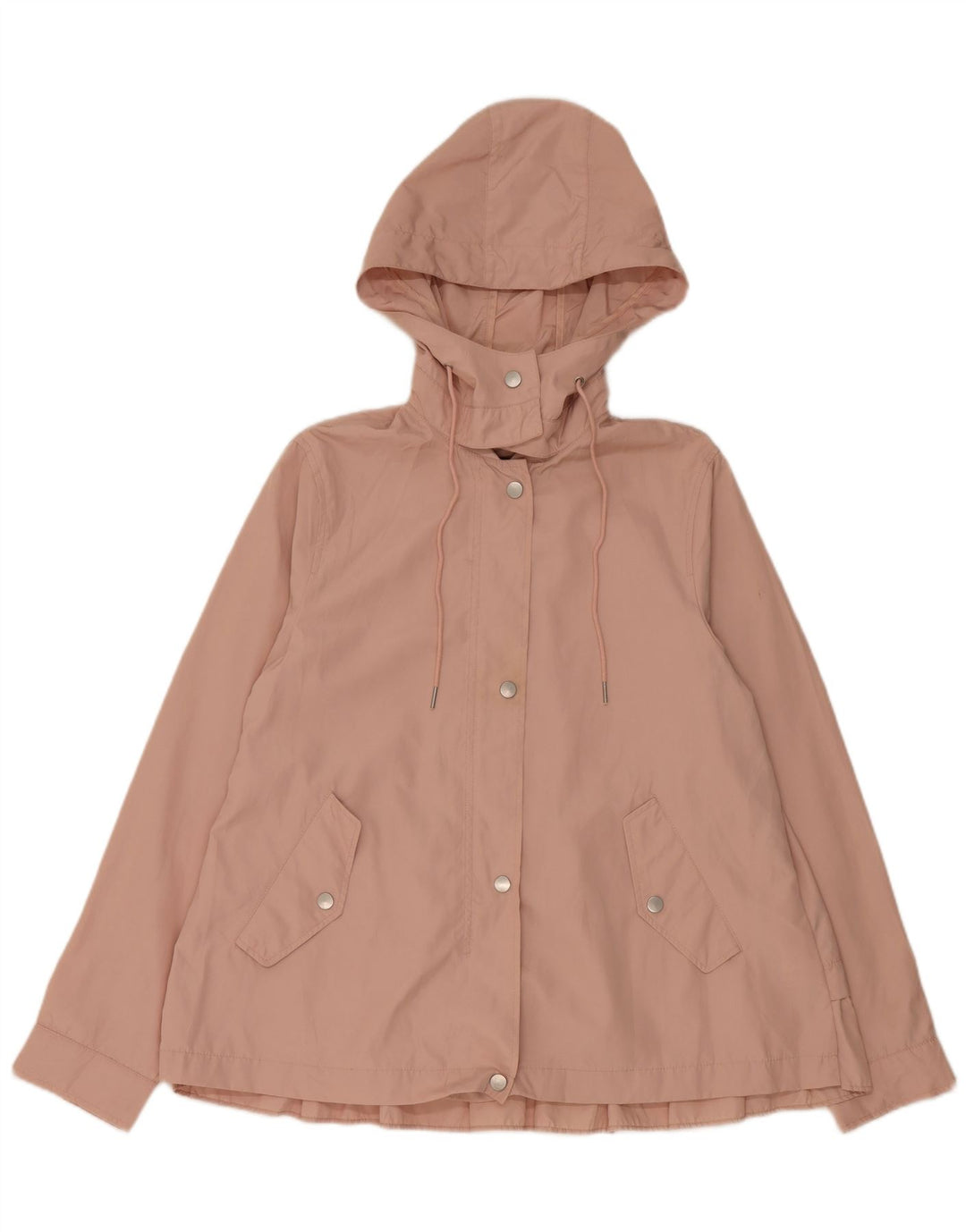 Jaqueta de chuva feminina com capuz Zara UK 14 poliéster rosa médio