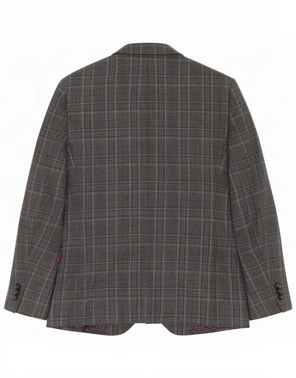 Jaqueta blazer masculina de 2 botões Ted Baker Reino Unido 38 lã xadrez cinza médio