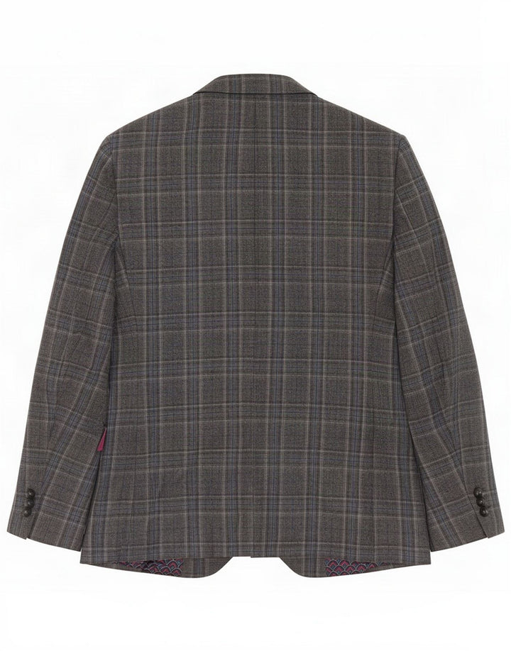 Jaqueta blazer masculina de 2 botões Ted Baker Reino Unido 38 lã xadrez cinza médio