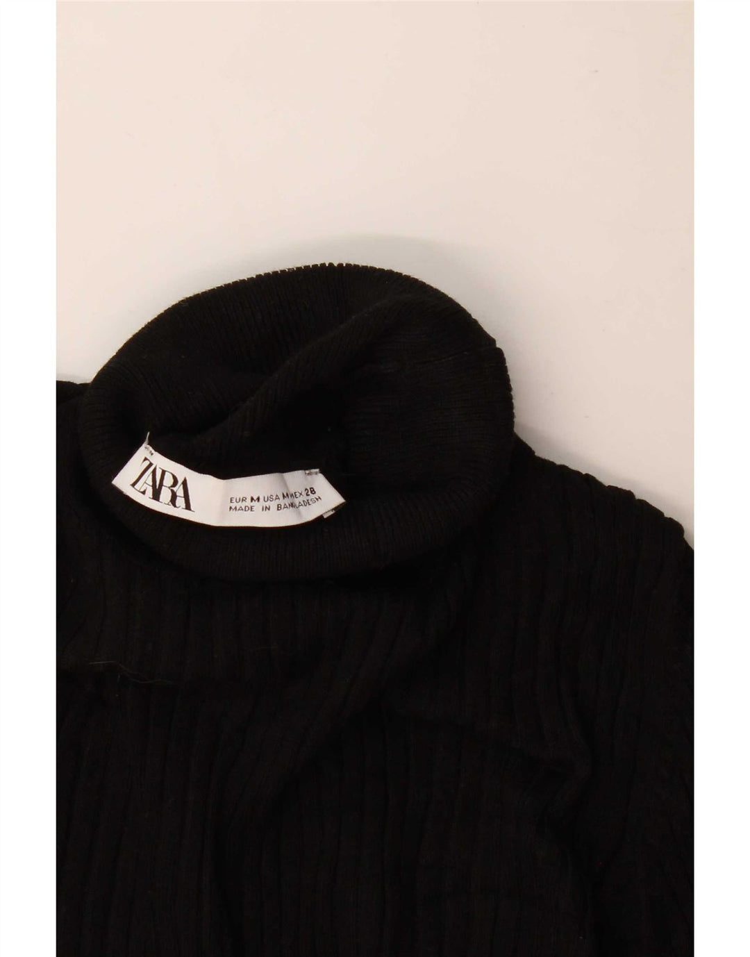 Zara Suéter feminino com gola redonda e gola alta Reino Unido 12 médio preto